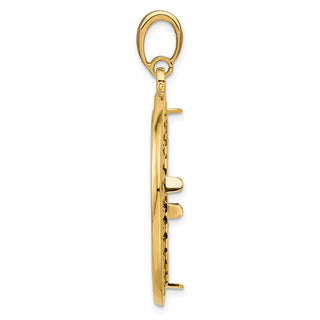 14k Yellow Gold 2mm Rope w/ Bright Edge 27mm Prong Coin Bezel Pendant - Fits 1/2 oz American Eagle, US $10 Liberty, and Other Coins