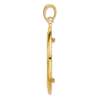 14k Yellow Gold 2mm Rope w/ Bright Edge 32mm Prong Coin Bezel Pendant - Fits 1 oz Australian Nugget, 1 oz Kangaroo, 1 oz Panda, and Other Coins