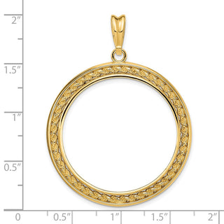 14k Yellow Gold 2mm Rope w/ Bright Edge 32mm Prong Coin Bezel Pendant - Fits 1 oz Australian Nugget, 1 oz Kangaroo, 1 oz Panda, and Other Coins