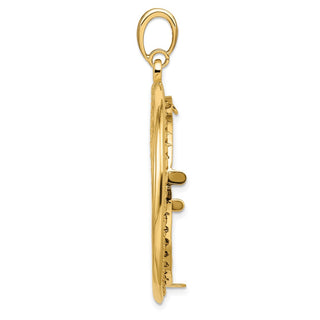 14k Yellow Gold 2mm Rope w/ Bright Edge 32.7mm Prong Coin Bezel Pendant - Fits 1 oz American Eagle, 1 oz Cat, and 1 oz Krugerrand