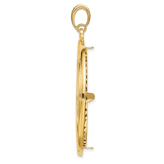 14k Yellow Gold 2mm Rope w/ Bright Edge 34.2mm Prong Coin Bezel Pendant - Fits US $20 Liberty and US $20 St. Gaudens