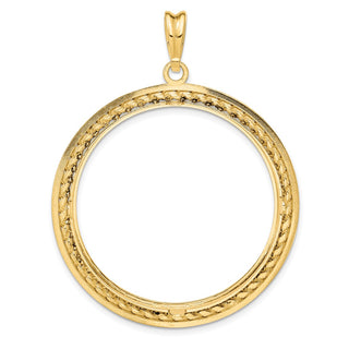 14k Yellow Gold 2mm Rope w/ Bright Edge 34.2mm Prong Coin Bezel Pendant - Fits US $20 Liberty and US $20 St. Gaudens