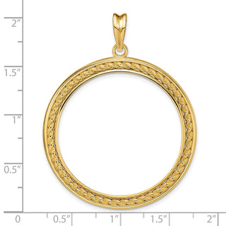 14k Yellow Gold 2mm Rope w/ Bright Edge 34.2mm Prong Coin Bezel Pendant - Fits US $20 Liberty and US $20 St. Gaudens