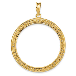 14k Yellow Gold 2mm Rope w/ Bright Edge 34.2mm Prong Coin Bezel Pendant - Fits US $20 Liberty and US $20 St. Gaudens