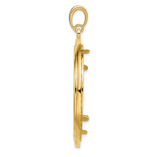 14k Yellow Gold 2mm Rope w/ Bright Edge 37mm Prong Coin Bezel Pendant - Fits 50 Pesos and Centenario