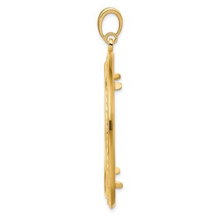 14k Yellow Gold 2mm Rope w/ Bright Edge 39.5mm Prong Coin Bezel Pendant - Fits 4 Ducat