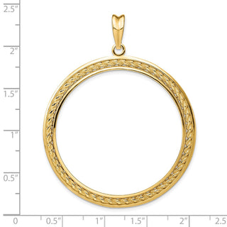 14k Yellow Gold 2mm Rope w/ Bright Edge 39.5mm Prong Coin Bezel Pendant - Fits 4 Ducat