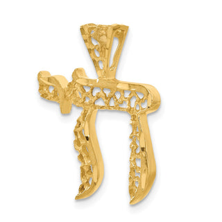 14k Yellow Gold Filigree Chai Pendant C2814