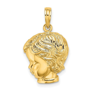 14k Yellow Gold Boy Head Pendant C2816