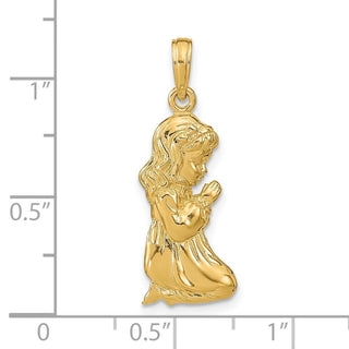 14k Yellow Gold Praying Girl Pendant C2818