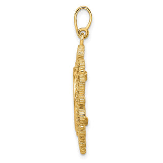 14k Yellow Gold Polished 16mm Victorian-style Prong Coin Bezel Pendant - Fits Maple Leaf