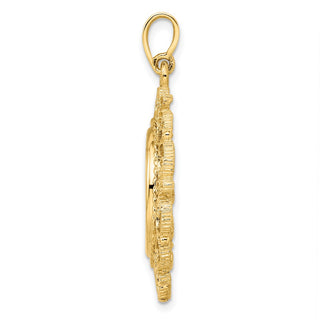 14k Yellow Gold Polished 16.5mm Victorian-style Prong Coin Bezel Pendant - Fits 1/10 oz American Eagle and 1/10 oz Krugerrand