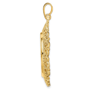 14k Yellow Gold Polished 21.6mm Victorian-style Prong Coin Bezel Pendant - Fits US $5 Bald Eagle, US $5 Congressional, US $5 Liberty, and Other Coins