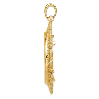 14k Yellow Gold Polished 30mm Victorian-style Prong Coin Bezel Pendant - Fits 1 oz Maple Leaf and 1/2 oz Cat