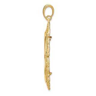 14k Yellow Gold Polished 32mm Victorian-style Prong Coin Bezel Pendant - Fits 1 oz Australian Nugget, 1 oz Kangaroo, 1 oz Panda, and Other Coins