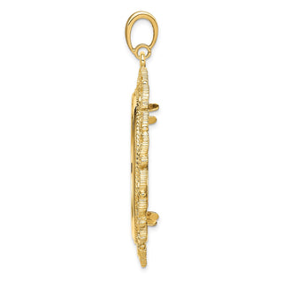 14k Yellow Gold Polished 32.7mm Victorian-style Prong Coin Bezel Pendant - Fits 1 oz American Eagle, 1 oz Cat, and 1 oz Krugerrand
