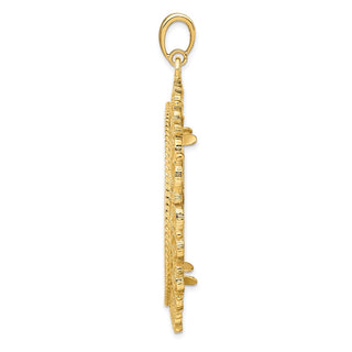 14k Yellow Gold Polished 37mm Victorian-style Prong Coin Bezel Pendant - Fits 50 Pesos and Centenario
