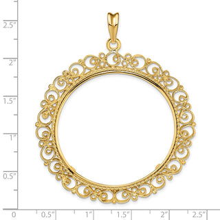 14k Yellow Gold Polished 39.5mm Victorian-style Prong Coin Bezel Pendant - Fits 4 Ducat
