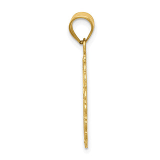 14k Yellow Gold Solid Satin Polished Aries Zodiac Oval Pendant