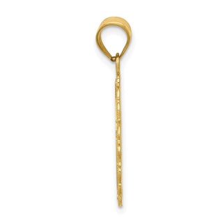14k Yellow Gold Solid Satin Polished Aries Zodiac Oval Pendant