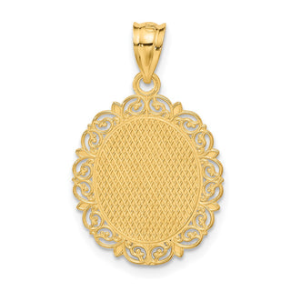 14k Yellow Gold Solid Satin Polished Aries Zodiac Oval Pendant