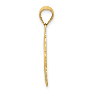 14k Yellow Gold Solid Satin Polished Taurus Zodiac Oval Pendant