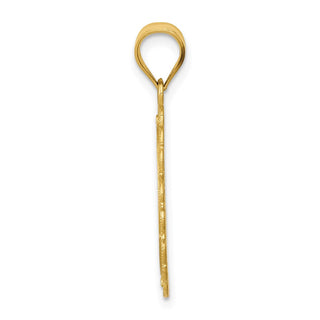 14k Yellow Gold Solid Satin Polished Gemini Zodiac Oval Pendant