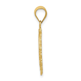14k Yellow Gold Solid Satin Polished Cancer Zodiac Oval Pendant