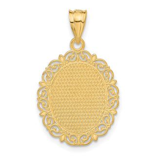 14k Yellow Gold Solid Satin Polished Cancer Zodiac Oval Pendant