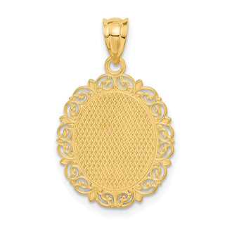 14k Yellow Gold Solid Satin Polished Leo Zodiac Oval Pendant