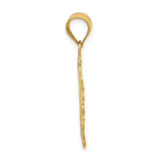 14k Yellow Gold Solid Satin Polished Libra Zodiac Oval Pendant