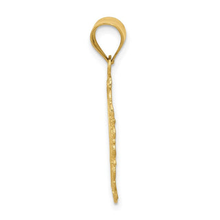 14k Yellow Gold Solid Satin Polished Libra Zodiac Oval Pendant