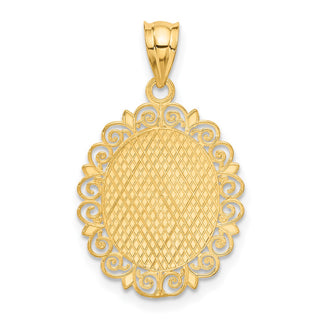 14k Yellow Gold Solid Satin Polished Scorpio Zodiac Oval Pendant