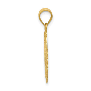 14k Yellow Gold Solid Satin Polished Sagittarius Zodiac Oval Pendant