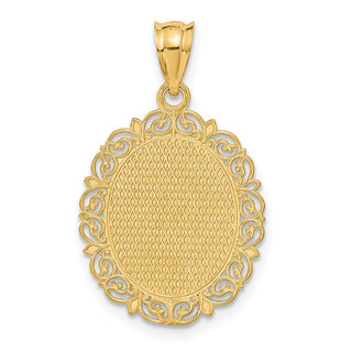 14k Yellow Gold Solid Satin Polished Sagittarius Zodiac Oval Pendant
