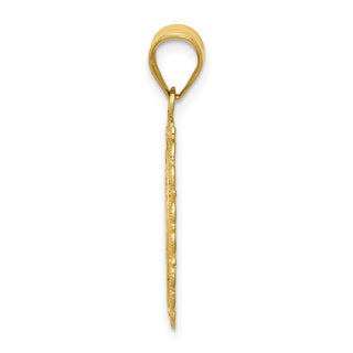 14k Yellow Gold Solid Satin Polished Capricorn Zodiac Oval Pendant