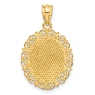 14k Yellow Gold Solid Satin Polished Capricorn Zodiac Oval Pendant
