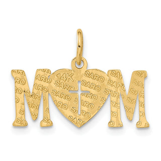14k Yellow Gold Polished Mom w/Cross Charm