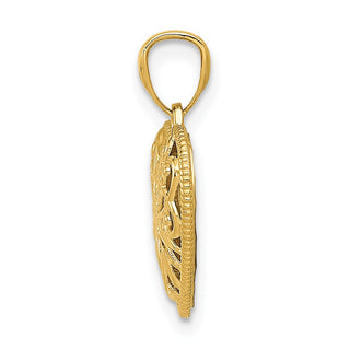 14k Yellow and White Gold Reversible Filigree Heart Pendant