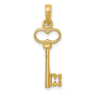14k Yellow Gold Polished 3-D Key Pendant C2940