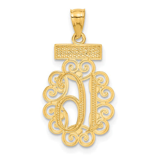 14k Yellow Gold and Rhodium Filigree Sweet 16 Pendant
