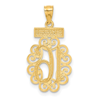 14k Yellow Gold and Rhodium Filigree Sweet 16 Pendant