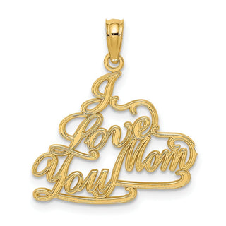 14k Yellow Gold I Love You Mom Pendant