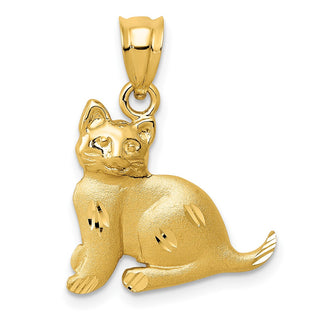 14k Yellow Gold Cat Pendant C30