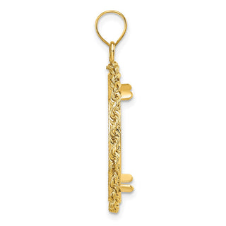 14k Yellow Gold  Diamond-cut with Rope 22.0mm Prong Coin Bezel Pendant - Fits 1/4oz American Eagle