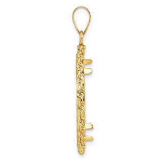 14k Yellow Gold Diamond-cut with Rope 27.0mm Prong Coin Bezel Pendant - Fits 1/2 oz American Eagle, US $10 Liberty, and Other Coins