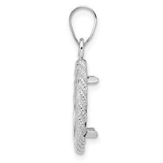 14k White Gold Polished Rope Prong 14.0mm Coin Bezel Pendant - Fits 1/20 oz Maple Leaf and Other Coins