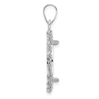 14k White Gold Rope 18.0mm Coin Prong Bezel Pendant - Fits 1/10 oz Cat, 1/10 oz Panda, and US Dime