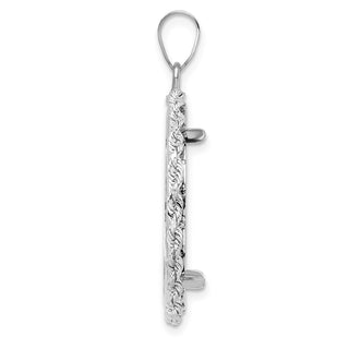 14k White Gold Polished Rope Prong 22.0mm Coin Bezel Pendant - Fits 1/4 oz American Eagle and Other Coins