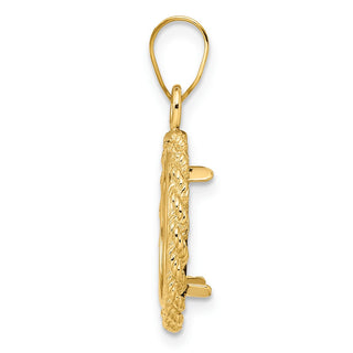14k Yellow Gold 2mm Rope Edge 13mm Prong Coin Bezel Pendant - Fits 2 Pesos and US $1
